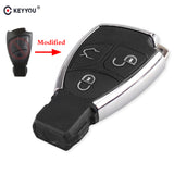 KEYYOU 3 Buttons Remote Auto Smart Key Case Shell For Mercedes Benz B C E ML S CLK CL GL W211 Chrome Style With Battery Holder