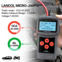 Lancol Micro200 Pro 12V Car Battery Tester 40 to 2000CCA 12 Volt Battery Tools For The Car Quick Cranking Charging Diagnostic