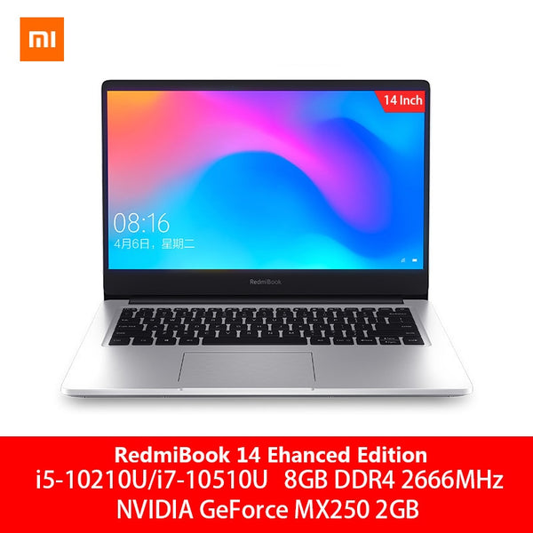 Original Xiaomi RedmiBook Laptop Pro 14.0 inch i7-10510U NVIDIA GeForce MX250 8GB DDR4 RAM 512GB SSD Ultra Thin Notebook Silver