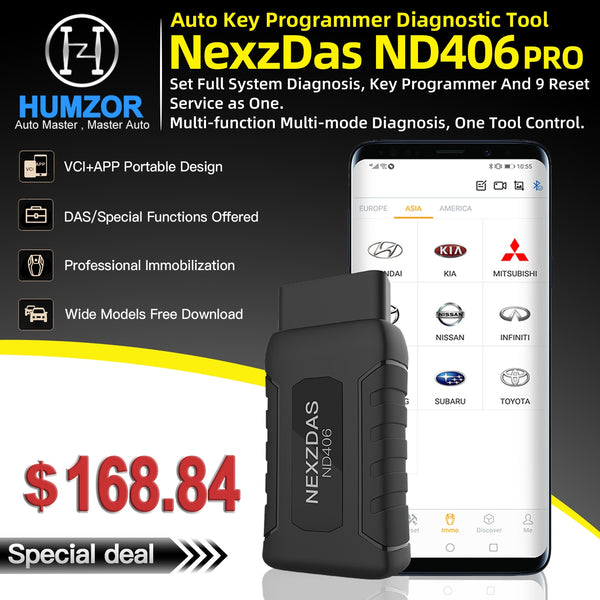 HUMZOR NEXZDAS ND406 OBD Auto Car Key Programmer Immobilizer Universal Car Diagnostic Tool OBD2 Car Code Reader Scanner