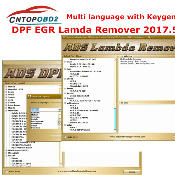 Professional DPF EGR Remover 3.0 Lambda Remover Full 2017.5 Version Software + Unlock keygen For Kess V2 ktag master fgtech MPPS