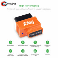 Orange Color JDiag Faslink M2 Bluetooth 4.0 OBDII Car Diagnostic Tool OBD2 Code Reader