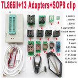 USB TL866II programmer + 13PCS adapters IC Clip 1.8V nand flash 24 93 25 mcu Bios EPROM SOP8 PLCC