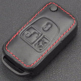 jingyuqin Remote 3 Buttons Leather Car Key Case Cover For Mercedes Benz ML C CL S SL SEL Flip Folding Key Holder Keychain