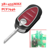 (1Pcs)3 Button Remote Flip Key For Alfa Romeo Giulietta 2010- Marelli BSI 433MHz with PCF7946 chip 71765806 No Mark