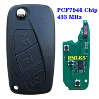 3 Buttons Flip Folding Remote Key 434MHz PCF7946 Black for FIAT Fiorino Qubo Panda EVO for Delphi BSI SIP22  Auto Remote Key